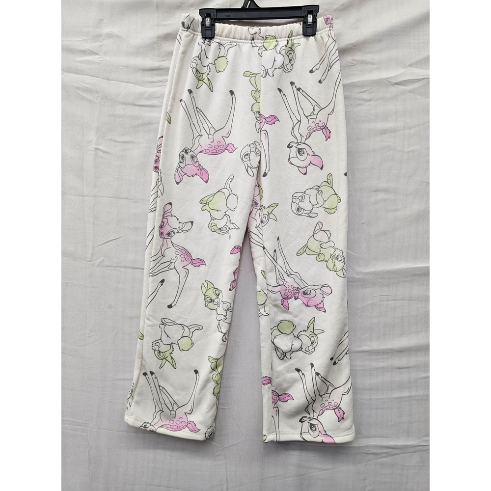 Disney Girls Bambi Thumper Fleece Pajama Pants Cream Polyester Blend Size Large